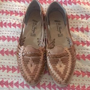 Artesanias Woven Flat Leather Sandals